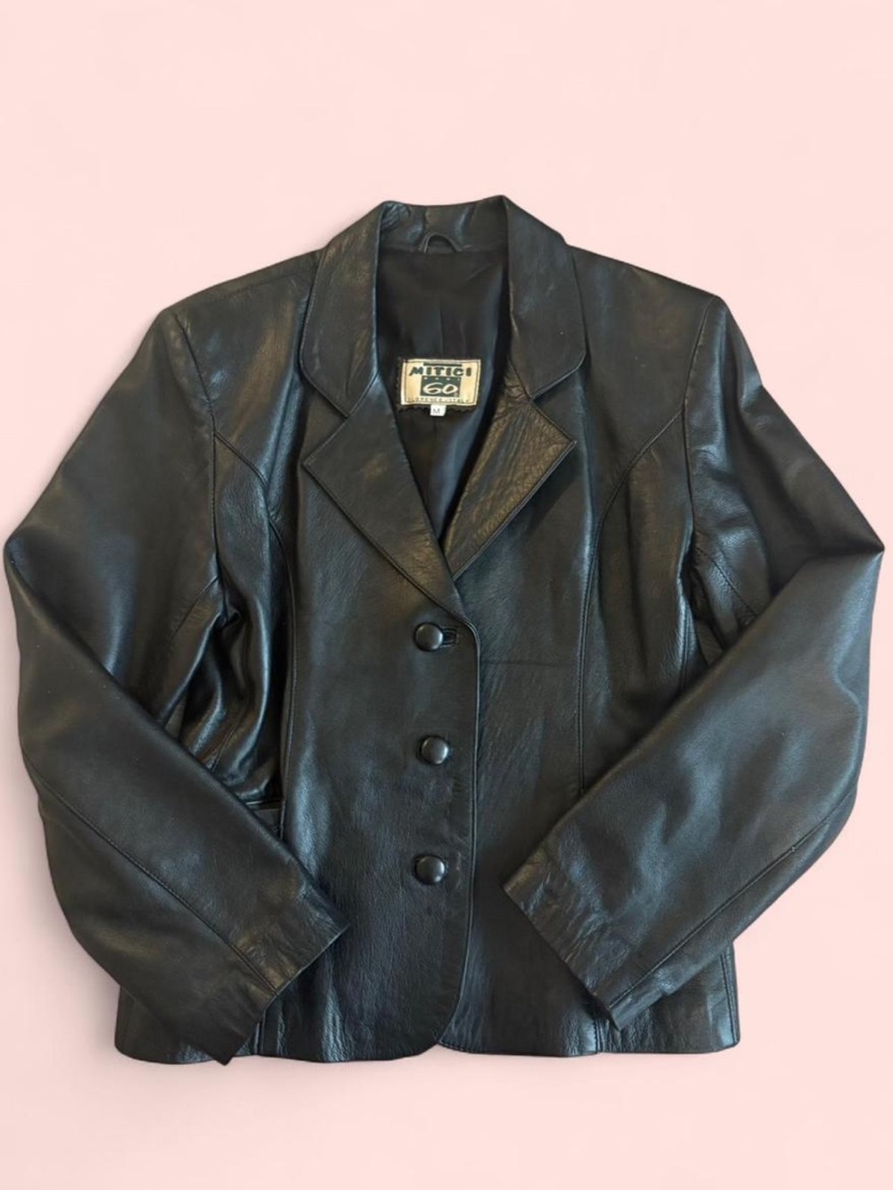 Vintage Italian Mittici Florence Leather Blazer - Black